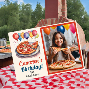 Invitation Soirée Pizza Anniversaire Photo personnalisée