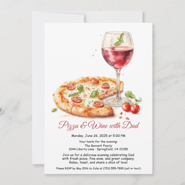 Invitation Soirée Pizza & Vin – Dîner de la Fête des Pères  (Devant)