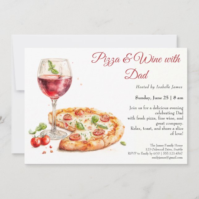 Invitation Soirée Pizza & Vin – Dîner de la Fête des Pères  (Devant)