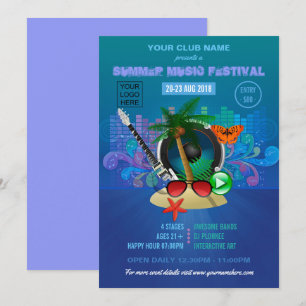 Invitation Soirée plage du Summer Club avec logo