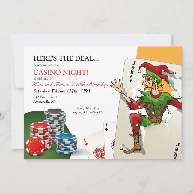Invitation Soirée Poker Casino (Devant)