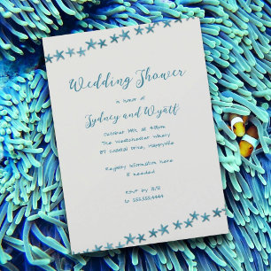 Invitation Soirée pré-wedding shower des étoiles de mer pour 