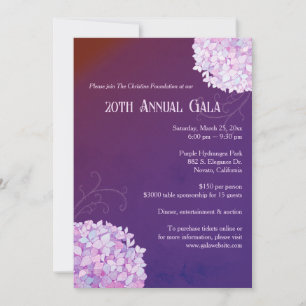 Invitation Soirée Purple Hydrangeas Gala annuel