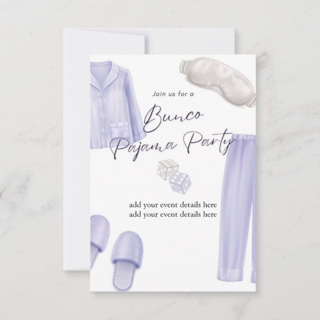 Invitation soirée pyjama bunco (Devant)