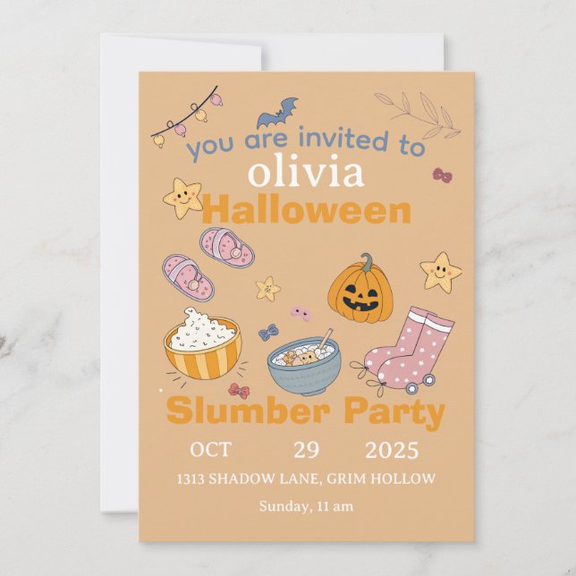 Invitation Soirée pyjama Halloween  (Devant)