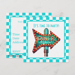 Invitation Soirée rétro au diner mignon