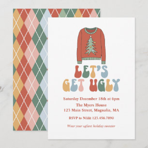 Invitation Soirée rétro de Noël avec des pulls moches