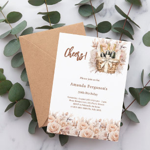 Invitation Soirée rose crème fleurons de luxe anniversaire