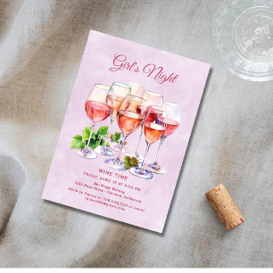 Invitation Soirée rose des filles vin 