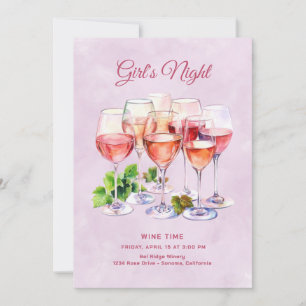 Invitation Soirée rose entre filles et vin 