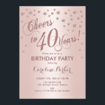 Invitation Soirée rose Gold 40e anniversaire<br><div class="desc">40th Birthday Party Invitation Design élégant avec effet rose en fausse parties scintillant or et feuille. Sparkly parties scintillant diamants confetti et stylish script police invitation card. Vitre rose et blanc. Salut à 40 ans ! S'il vous plaît,  envoyez-moi un message si vous avez besoin d'une personnalisation plus poussée.</div>