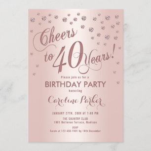 Invitation Soirée rose Gold 40e anniversaire