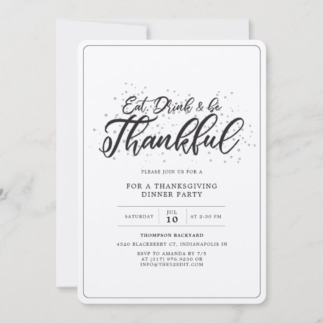 Invitation Soirée Rustique Simple Thanksgiving (Devant)