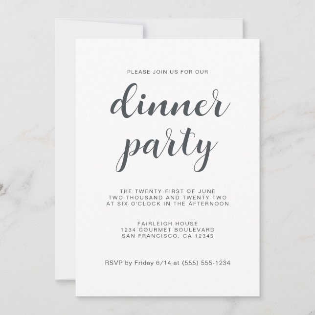 Invitation Soirée simple et chic en blanc (Devant)