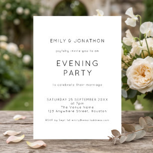 Invitation Soirée simple Mariage noir et blanc