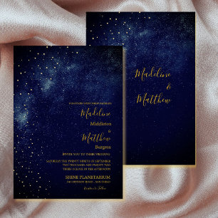 Invitation Soirée Sky Astral Gold Stars Mariage bleu