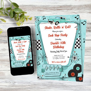 Invitation Soirée Sock Hop des Années 50