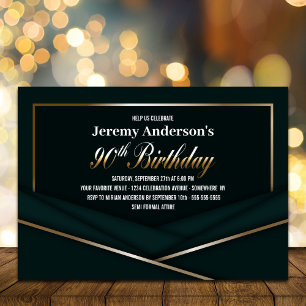 Invitation Soirée Soignée Gold Vert 90e anniversaire