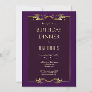 Invitation Soirée Soirée d'Anniversaire Burgundy Purple Gold
