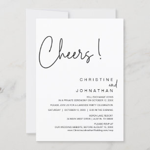 Invitation Soirée, Soirée Elopement Mariage, Dîner, Danser