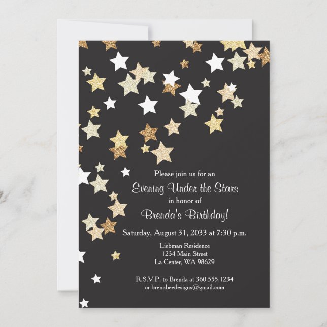 Invitation Soirée sous les étoiles avec des parties (Devant)