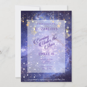 Invitation Soirée sous les étoiles Sweet 16 Sparkle Galaxy