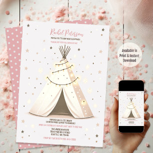 Invitation Soirée Starry Boho Chic Teepee Sleepover Party