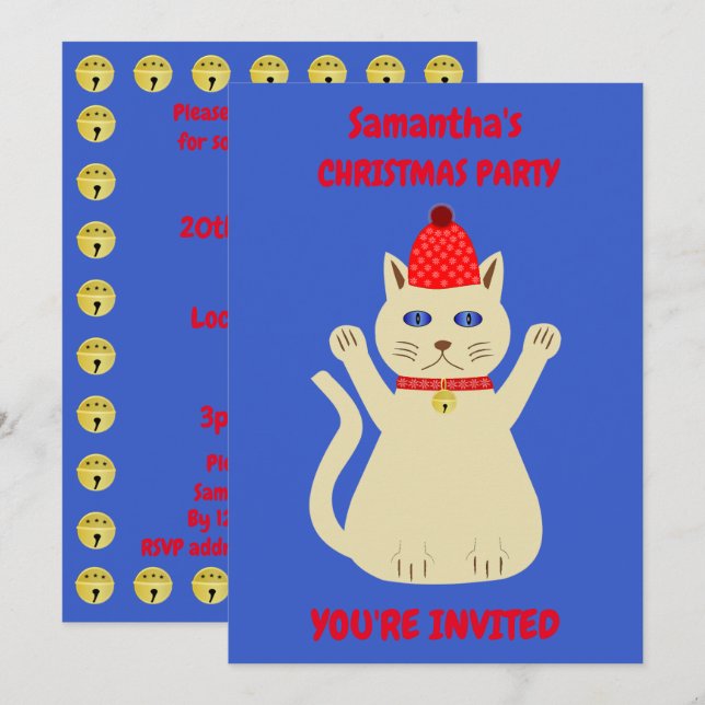 Invitation Soirée sur mesure pour le chat Noël (Devant / Derrière)