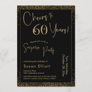 Invitation Soirée surprise de 60 ans, Black & Gold