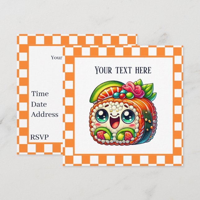 Invitation Soirée sushi gourmande (Devant / Derrière)