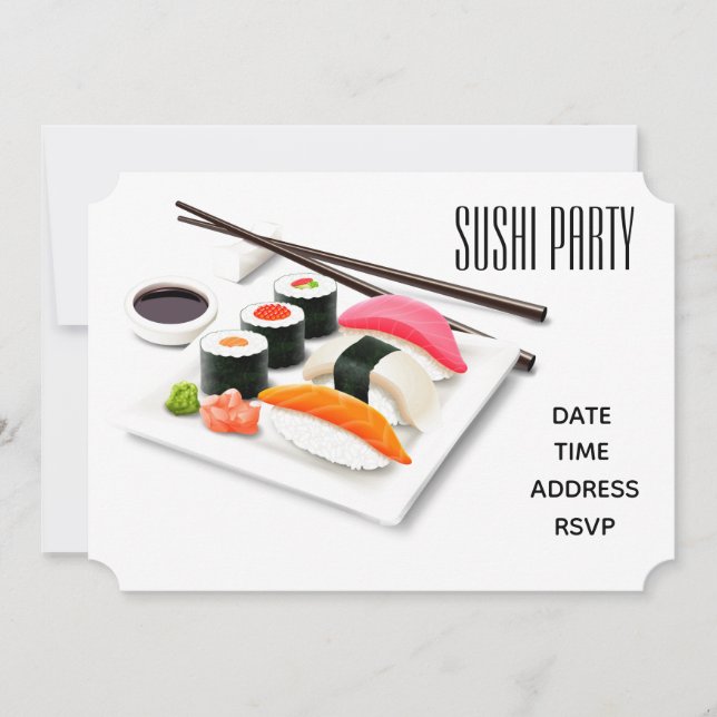 Invitation Soirée sushi party de style japonais moderne (Devant)