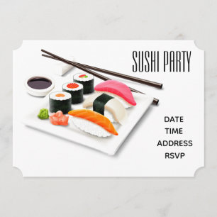 Invitation Soirée sushi party de style japonais moderne