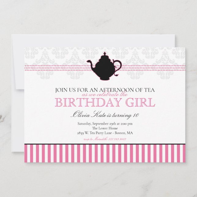 Invitation Soirée Tea Rose Anniversaire (Devant)