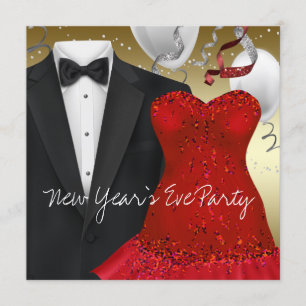 Invitation Soirée tenue de soirée rouge noir
