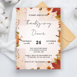 Invitation Soirée Thanksgiving Accueil Famille Turquie Automn