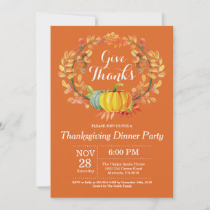 Invitation Soirée Thanksgiving Automne Automne Orange