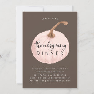 Invitation Soirée Thanksgiving Citrouille rose