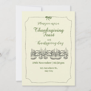Invitation Soirée Thanksgiving Vert et Beige Elégante