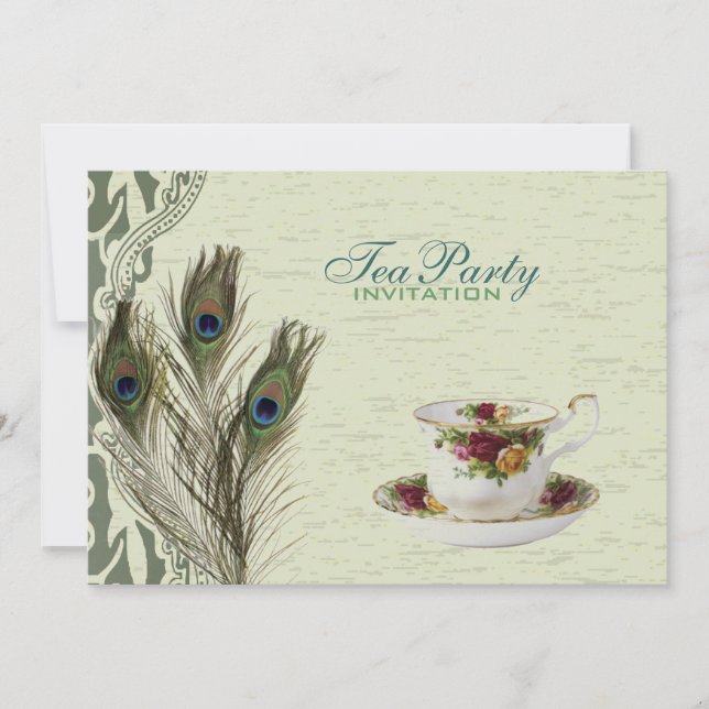 Invitation soirée thé vert vintage (Devant)