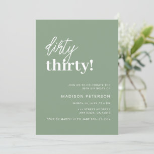 Invitation Soirée Trente Moderne Sage Vert Anniversaire
