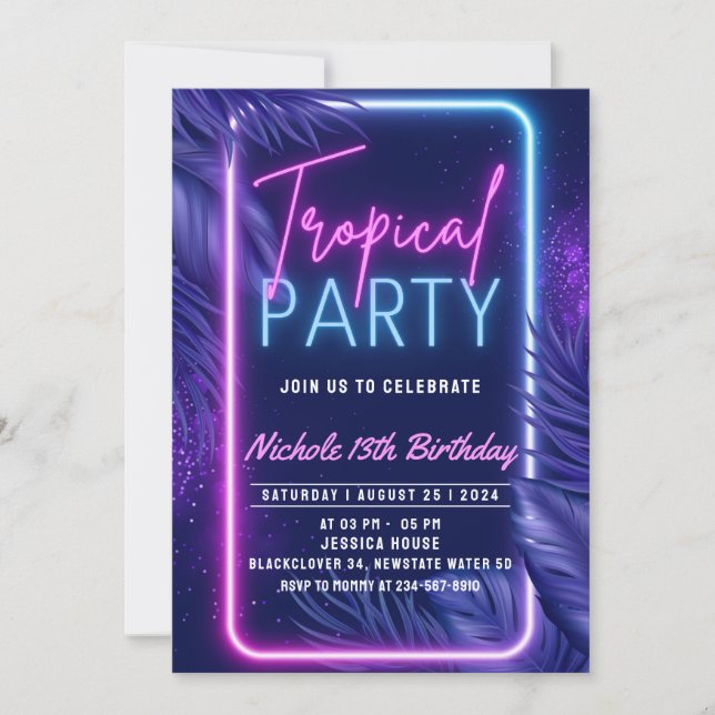 Invitation Soirée tropicale Anniversaire (Devant)