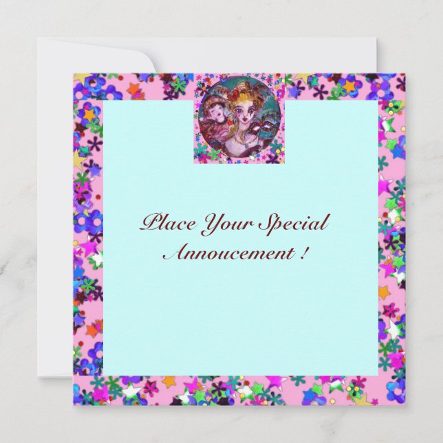 INVITATION SOIRÉE VÉNITIENNE DE LA SAINT-VALENTIN AVEC MASQUE (Devant)