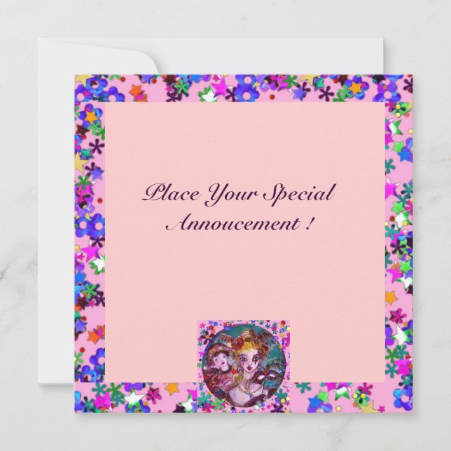 INVITATION SOIRÉE VÉNITIENNE DE LA SAINT-VALENTIN AVEC MASQUE (Devant)