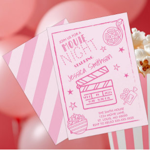 Invitation Soirée Vidéo Rose Anniversaire