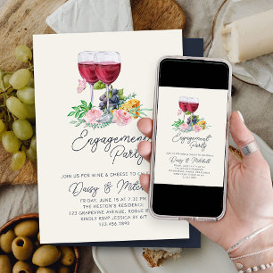 Invitation Soirée Vin et Fromage Fête de Fiançailles