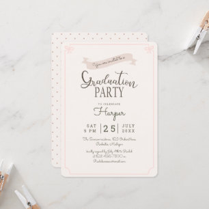 Invitation soirée vintage de remise des diplômes chic Polkado