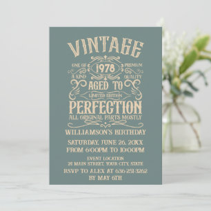 Invitation Soirée vintage personnalisée de 45 ans au whiskey