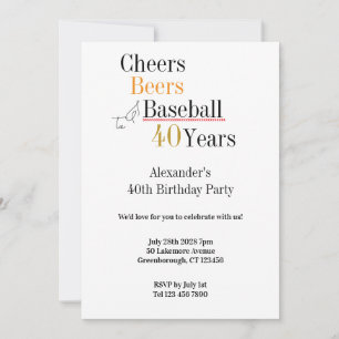Invitation Soirées de baseball et bières 40ème anniversaire