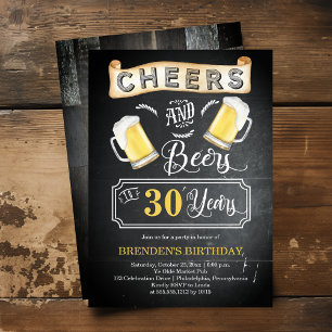 Invitation Soirées et bières à 30 ans fête d'anniversaire