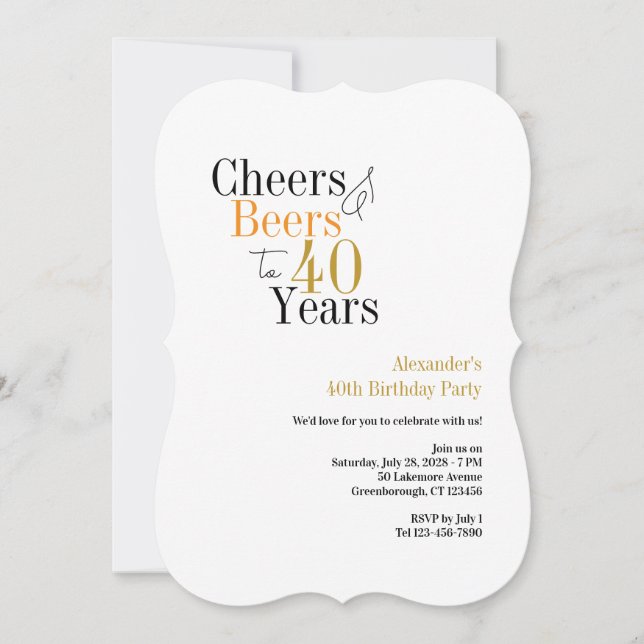 Invitation Soirées et bières jusqu'à 40 ans de fête minimum (Devant)